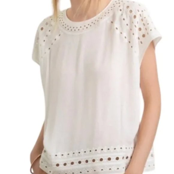 Aritzia Wilfred Reims Cap Sleeve Eyelet Embroidered Top- Sz M - Picture 4 of 9
